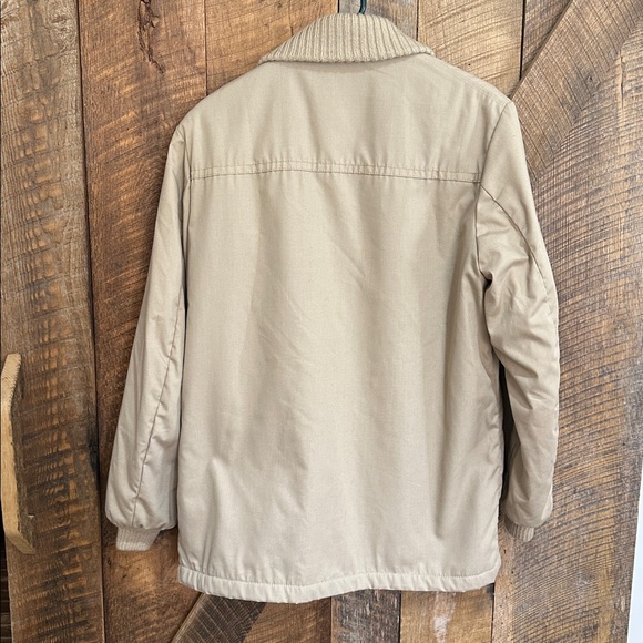 Vintage 70s Sears Outerwear men's full-zip khaki winter jacket brown faux fur - Picture 8 of 11